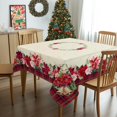 thumbnail image 3 of Christmas Tablecloth Winter Holiday Washable Red Christmas Tree Table for New Year's Party Decor 60x60 Inch, 3 of 7