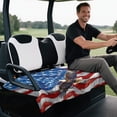 thumbnail image 4 of Yuyamidu USA Flag Eagle Golf Cart Seat Covers for Club Car and 2 Passenger 4th of July Golf Cart Seat Blanket with Pockets Universal Fit 2-Seat Golf Cart, 4 of 7