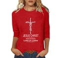 thumbnail image 2 of Daisyyozoid Nouvelles Arrivées Hauts pour Femmes Joyeuses Pâques Col Rond Manches Longues Haut Manches Longues Col Rond Chemise, 2 of 5
