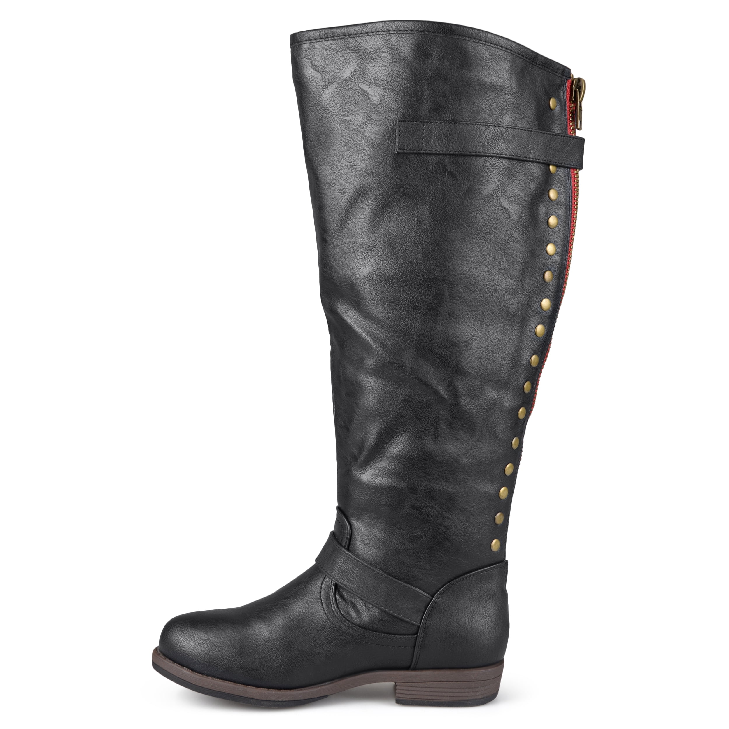Journee Womens Spokane Extra Wide Calf Stacked Heel Riding Boots