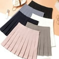 thumbnail image 2 of Womens Students High Waist Solid Color Pleated A Line Short Skirt Tennis School Uniform Flared Skirts with Lining Shorts, 2 of 9