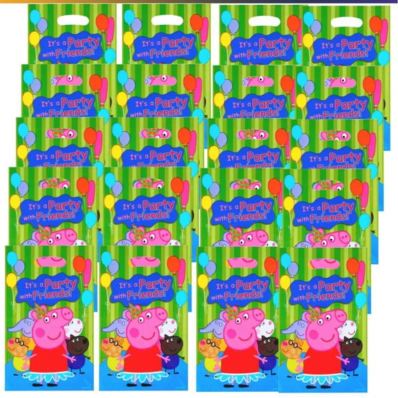 Peppa Pig Candy Treat Bag Goodie Birthday Gift Bags Party Favors Handles Snack Supplies