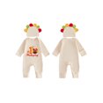 thumbnail image 2 of Cjfdfy Newborn Baby Boy Girl Thanksgiving Outfits Long Sleeve Turkey Embroidery Jumpsuit With Hat My First Thanksgiving Little Turkey Fall Outfit 0-6 Months, 2 of 9