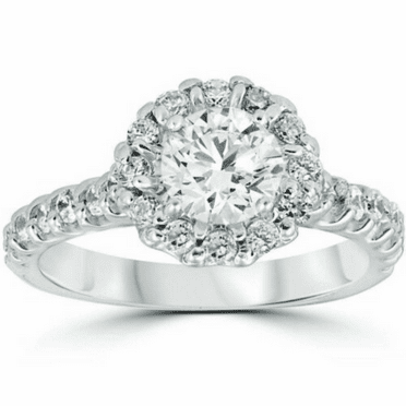 1.40CT Real Round Cut Diamond (SI1,I-J) 14K White Gold Solitaire Ring Fine Jewelry for Women Gifts