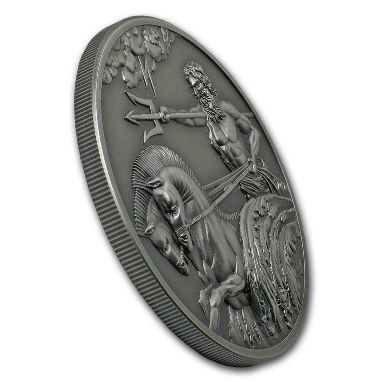 2017 Tokelau Antique 1 oz Silver Creatures Myth & Legend Poseidon