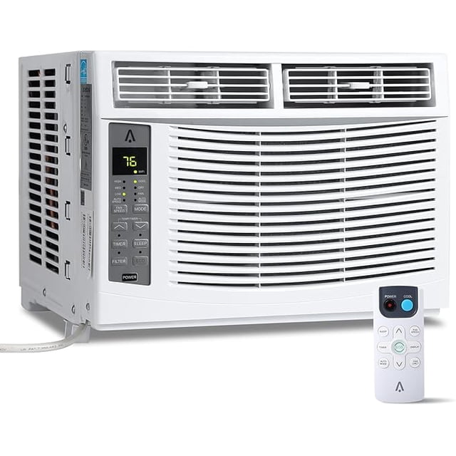 Ourlova 6000Btu Window Air Conditioner Units with Fast Cooling 250 Sq.Ft. Coverage 115V Power Remote and App Controlled 50Db Low Noise Small AC Unit for Room Quick Installation