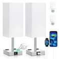 thumbnail image 1 of Lámpara de mesa de noche aooshine, juego de 2 con puertos de carga USB-C+A, 1 of 8