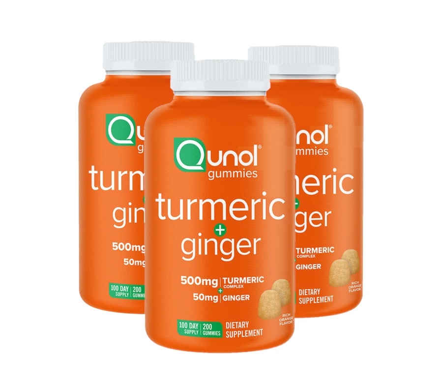 3 Pack Qunol Turmeric Plus Ginger, 200 Gummies