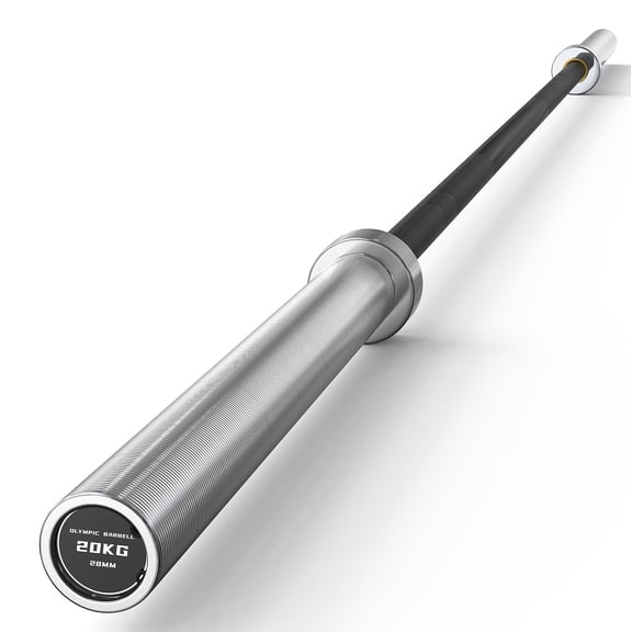 PAPABABE Olympic Barbell, 2-inch Weight Bar for Strength Training. 7ft Olympic Bar, 1000lb Plus Capacity, Chrome/Zinc Plating, knurled Grip for Bench Press Deadlift Squat, Black & Silver