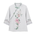 thumbnail image 2 of Womens Spring Tops Chinese Lace Button Embroidery Qipao Style Top Oversized Tshirts for Women, 2 of 8