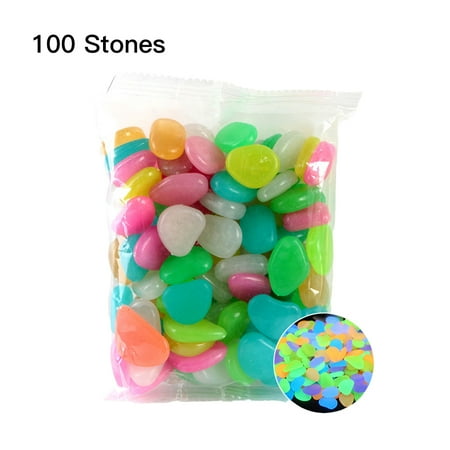 100pcs/Bag Luminous Pebbles Glow in the Dark Stones Home Fish Tank Outdoor Decor Garden (Best Restaurants In Peebles)