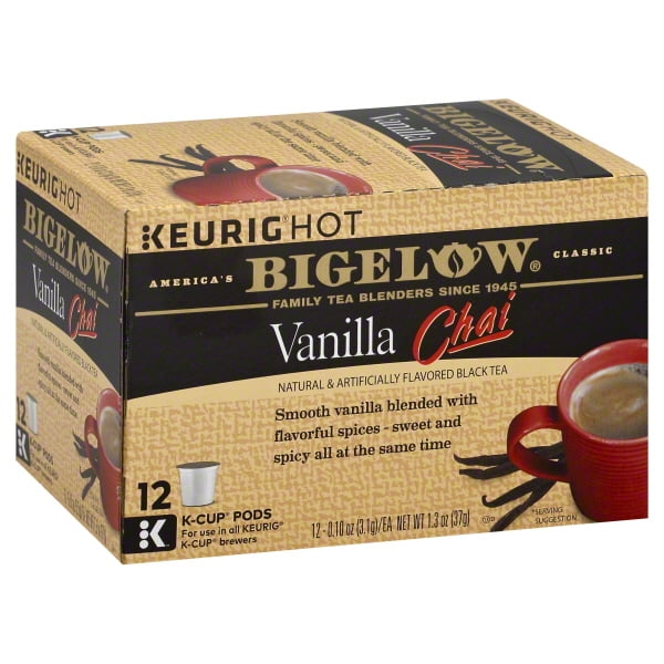 Bigelow Black Tea, Vanilla Chai, Keurig KCup Tea Pods, 12 Count