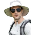 thumbnail image 2 of Mens Sun Hat Wide Brim Breathable Mesh UPF 50+ Waterproof Fishing Hat Safari Hat Foldable Boonie Cap, 2 of 5