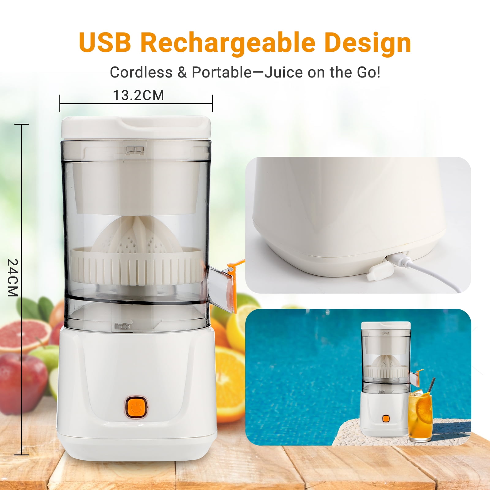 Inkbird Wireless Portable Citrus Juicer One - Button Freshness for Any Place  for lemons, limes, oranges, grapefruits, and other organic citrus fruits.