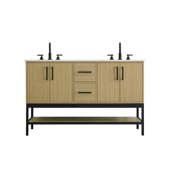 Elegant Kitchen and Bath 54 Inch Double Bathroom Vanity In Honey Brown