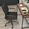 thumbnail image 3 of Merrick Lane Contemporary High-Back Black Faux Leather Home Office Chair with Padded Gold Arms, 3 of 16