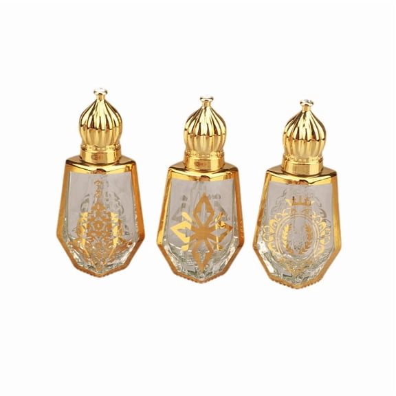 Middle Eastern-Style Electroplated Gilded Glass Roller Ball Bottle – Empty Essential Oil Container