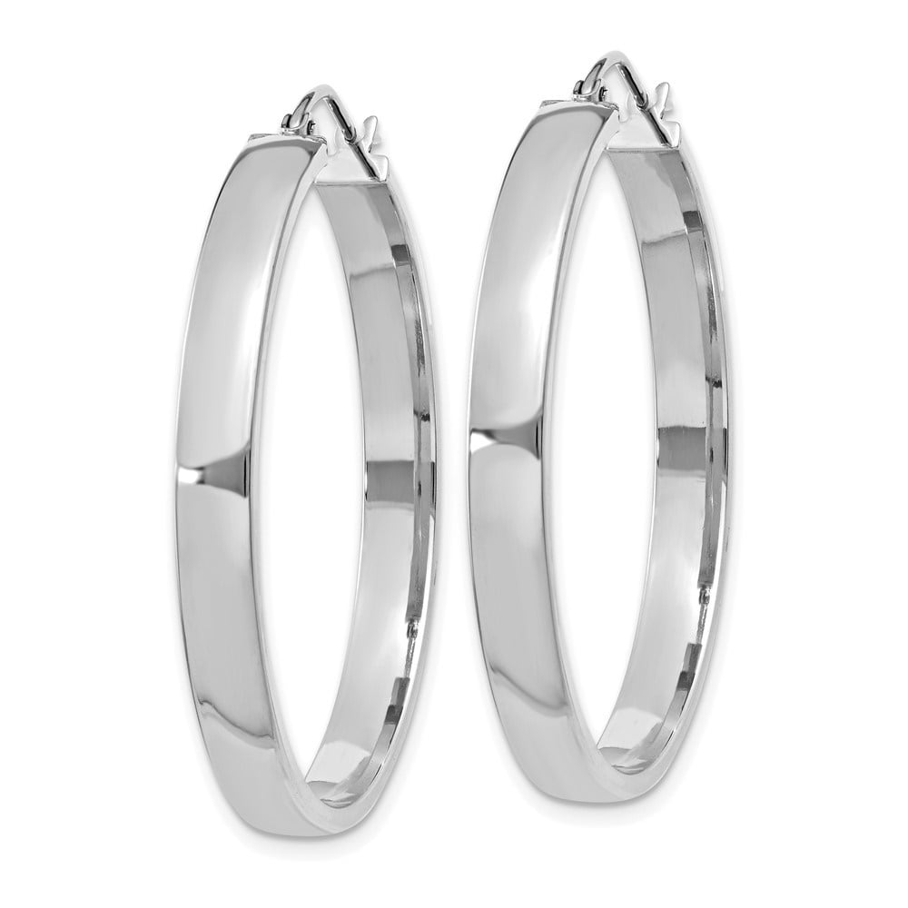 Auriga Fine Jewelry 14K White Gold Polished Hoop Earrings for Women (L-35mm, W-35mm)