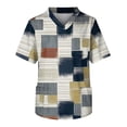 thumbnail image 4 of Domuza Scrub Tops Men Plaid Stripe Graphics V Neck Short Sleeve Nursing Uniform Big and Tall Soft Comfy Medical Scrub Tops with 3 Pockets Blue L, 4 of 5