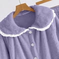 thumbnail image 6 of uublik Women's Fleece Bed Jacket with Front Pockets Button Front Cozy Lounge Wear for Sleeping Purple, 6 of 7