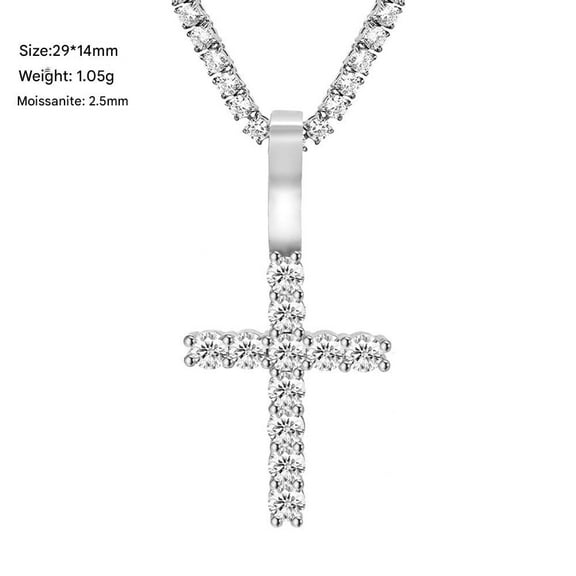 Cross Pendant, 925 Silver, 2.5mm D-Color VVS Moissanite Necklace, Superior to Diamond Pendants