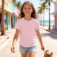 thumbnail image 6 of Zpanxa Girls Shirts, Girls Summer Tops Kids Summer Solid Color Short Sleeve Round Neck T-shirt Top Kids Pink 3 Years, 6 of 8