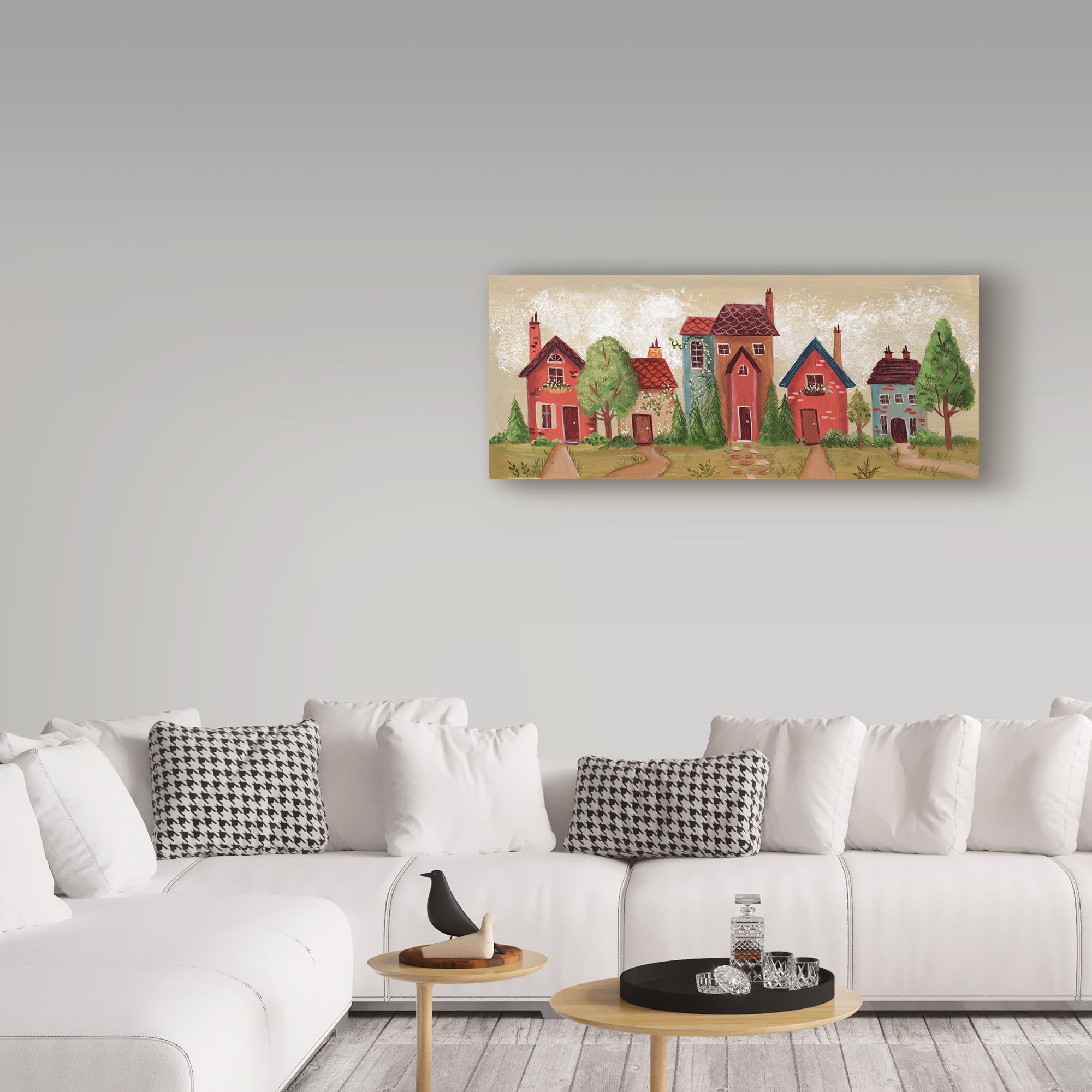 Trademark Fine Art 'Red Blue Village' Canvas Art by Beverly Johnston