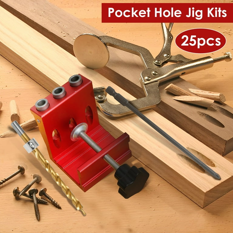 verlacod Pocket Hole Jig Kit Aluminum Alloy 3-Hole Pocket Screw