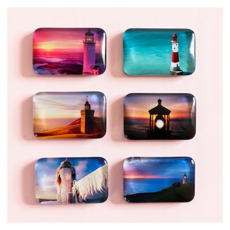 

Each Charming Historic Lighthouse Scenery Refrigerator Magnet Magnets A Set of Crystal Glass Magnet Refrigerator Decorative Stickers Powerful Functions
