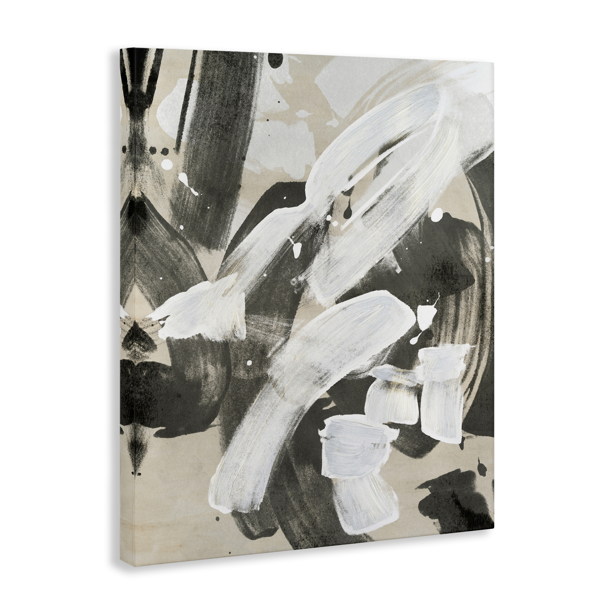 Stupell Industries Modern White Brush Stroke Abstract Painting Wrapped Canvas Art Print Wall Art, 24 x 30