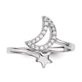 thumbnail image 4 of Primal Silver Sterling Silver Rhodium-plated Cubic Zirconia Moon and Star Ring, 4 of 7