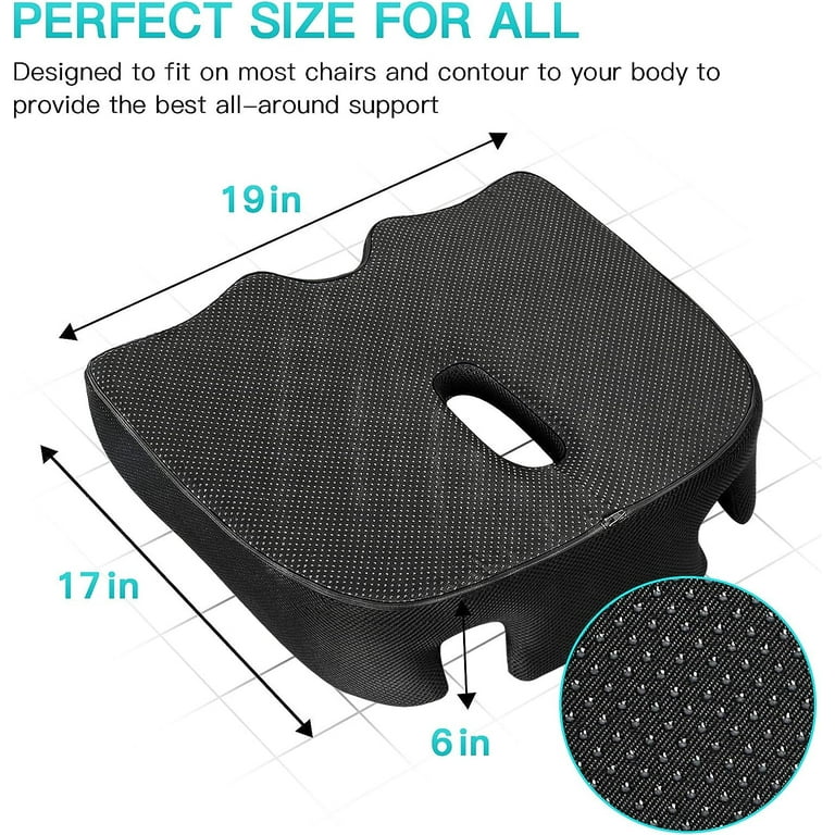 Benazcap Large Memory Seat Cushion for Office Chair Pressure Relief  Sciatica & Tailbone Pain Relief Memory Foam Firm Coccyx Pad for Long  Sitting, for