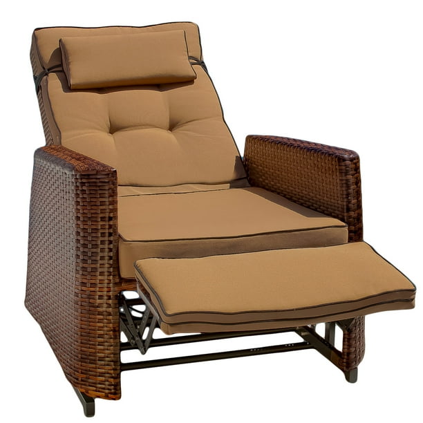 Noble House Napa Brown Wicker Outdoor Recliner Rocking Chair - Walmart
