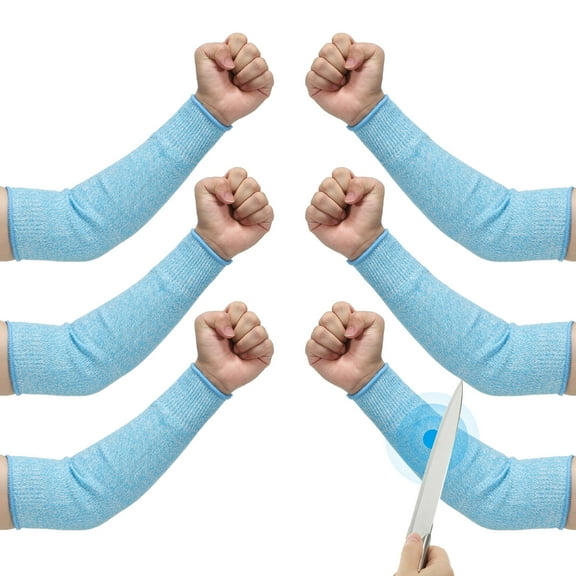 Cut Resistant Sleeve Arm Safety Protectors Sleeves Forearm HPPE Level 5 Protection, XXS Sky Blue 2 Pairs