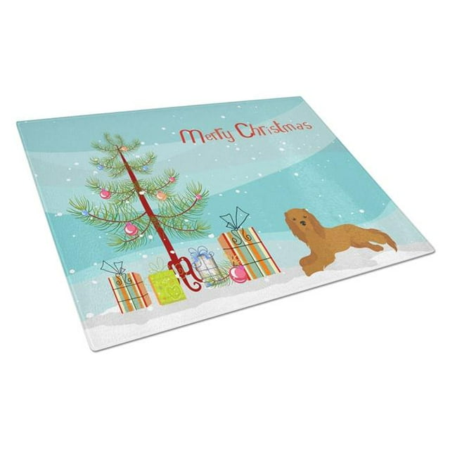 Carolines Treasures CK3495LCB Ruby Cavalier King Charles Spaniel Christmas Tree Glass Cutting Board - Large