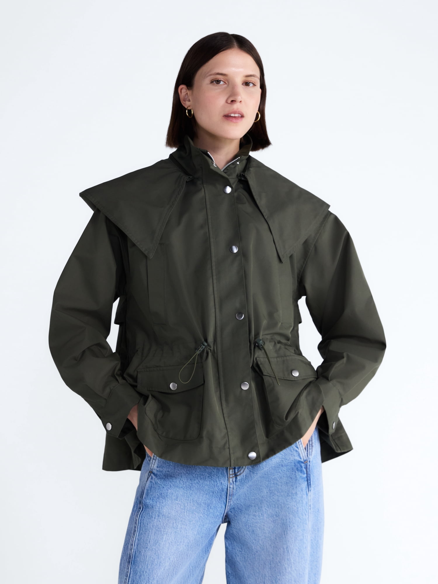 Free Assembly Women's and Women's Plus Cinched Utility Jacket with Hood, Sizes XS-4X