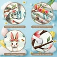 thumbnail image 4 of Cartoon Easter Bunny Banner Blue Bow Tie Rabbit Door Cover Pink Polka Dots Fluffy Texture Bunny Backdrop for Easter Decoration Door Decor Kids Party, 4 of 4