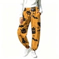 thumbnail image 4 of Yourumao Womens Barrel Sweatpants for Halloween Drawstring Elastic Waist Tapered Leg Sweatpant Pumpkin Thin Fleece Loose Casual Pants with Pocket, 4 of 9