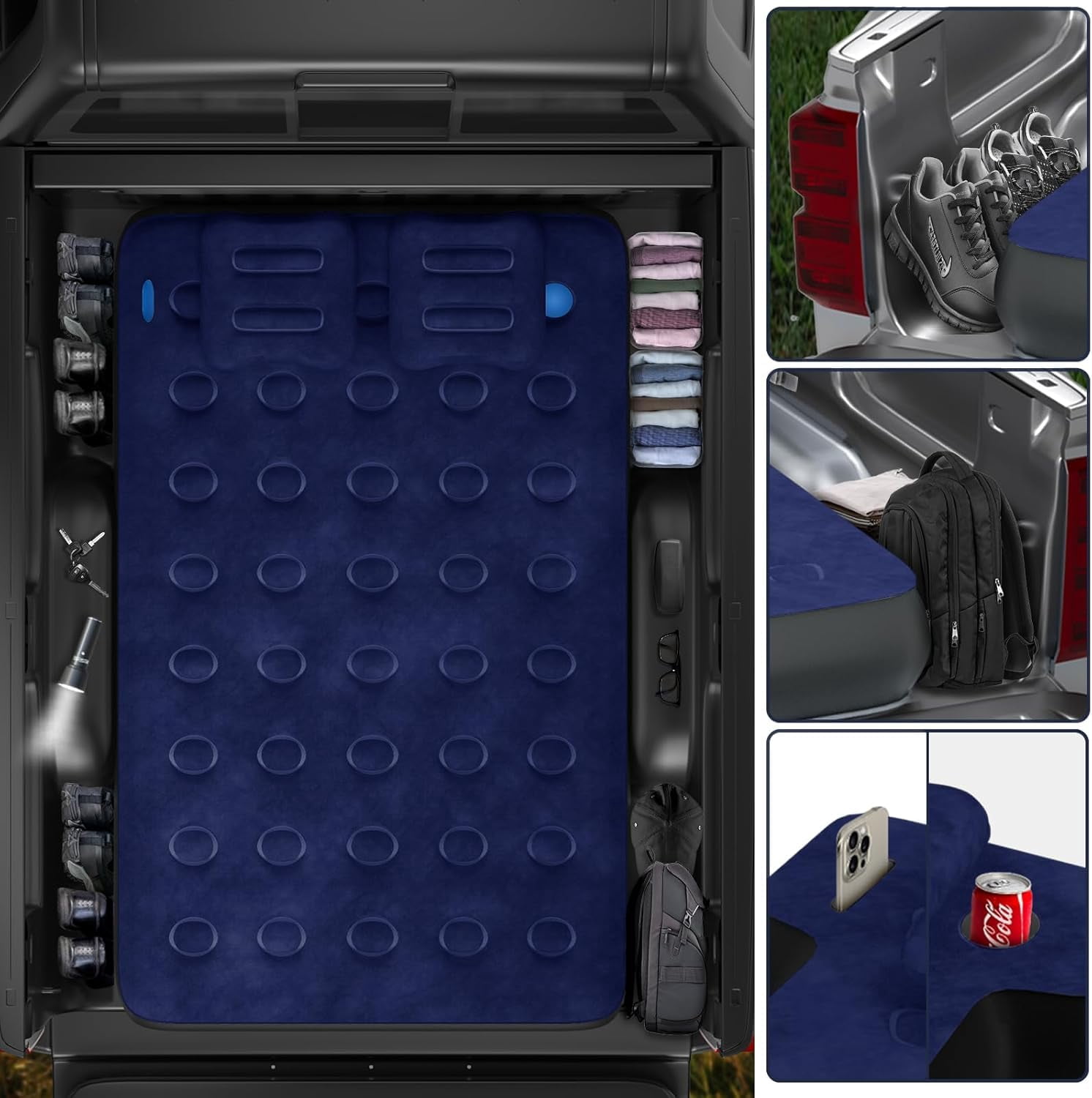 Air Mattress for Car Camping, Leakproof & Quick Inflation Sleeping Airbed with Electric Pump, Fits Most Compact, Mid-Size & Full-Size SUV Trunks for Road Trip Travel