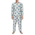 thumbnail image 3 of Naloa Flower Leaves Men’s Pajamas Set - Long Sleeve Button Down Sleep Shirt and Pajama Bottoms Sleepwear Set-XX-Large, 3 of 7