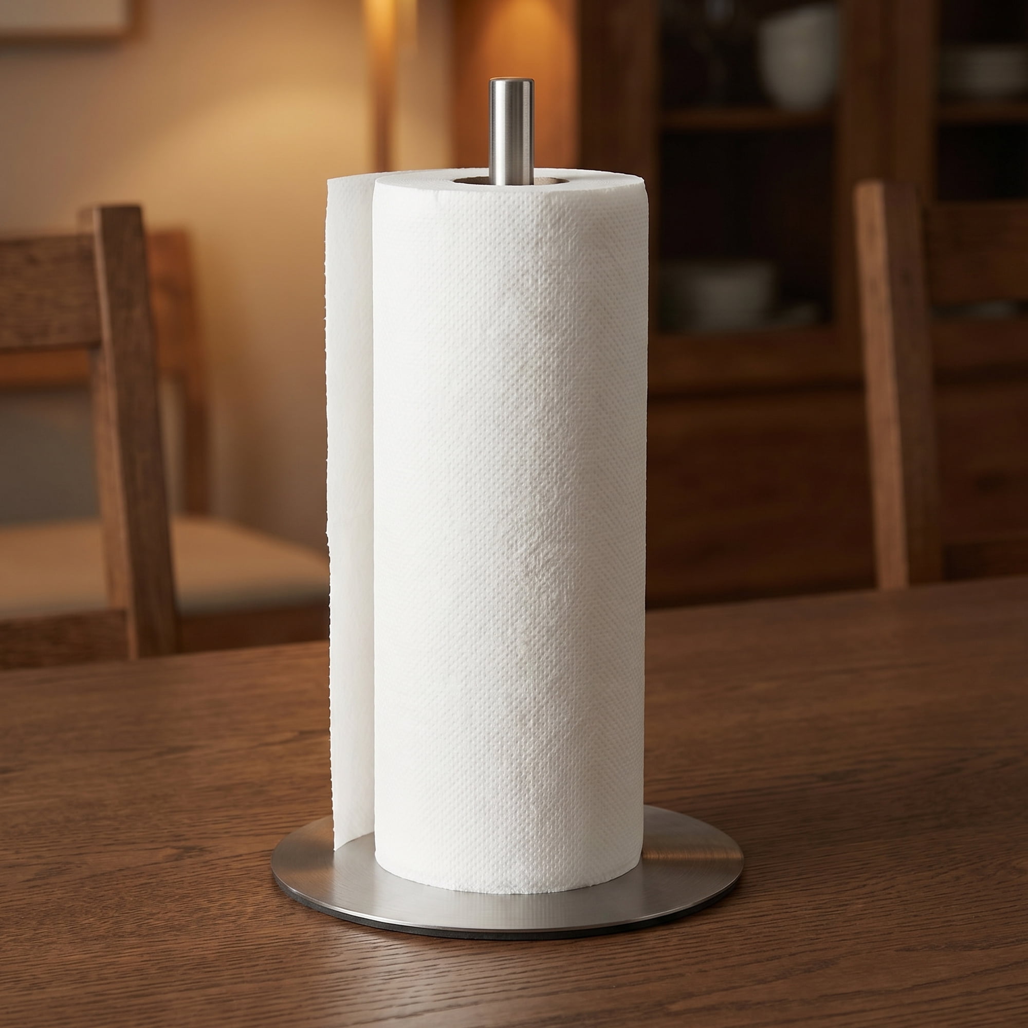 Unique Bargains Countertop Non Slip Base Dispenser Paper Towel Holder Silver B 11.8x6.7in