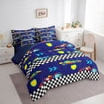 thumbnail image 3 of Homewish Boys Girls Geometric Plaid Twin Bedding Sets 7-Piece,Racing Car Theme Bedding Comforter Set Microfiber,Extreme Sport Breathable Sheet Sets,Lightweight Room Decor,Reversible, 3 of 8