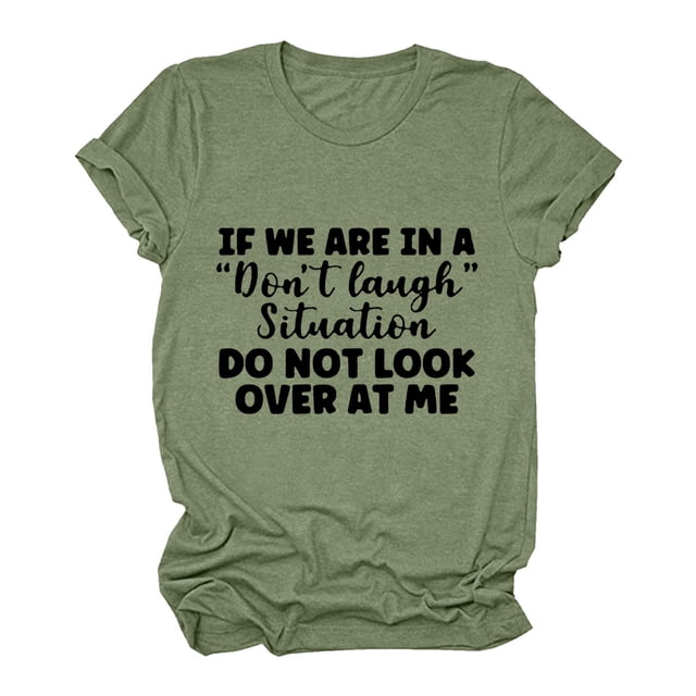 Gibobby Blusa de Trabajo de Manga Corta Blusa estampada Manga corta Camisas redondas Letras Mujeres Tops T Cuello Túnica Blusa informal para mujer(Verde,XL)