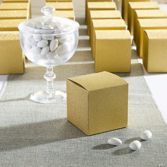 Bulk 48 Pieces Mini Gold Glitter Favor Boxes