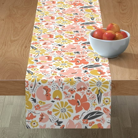 

Cotton Sateen Table Runner 108 - Floral Pink Blush Florals Flowers Modern Print Custom Table Linens by Spoonflower