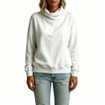 thumbnail image 6 of TGSLY Women's Fall Turtleneck Sweatshirt Lightweight Drop Shoulder Long Sleeve Pullovers Loose Casual Solid Color Loungewear Tops L, 6 of 6