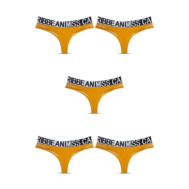 Sonducket Tanga femenina malla sin costuras ahueca hacia fuera T espalda ropa interior transpirable Tanga atlético Yoga bragas calzoncillos Amarillo L 5Conjunto