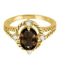 thumbnail image 3 of Mauli Jewels Rings for Women 1.87 Carat Smokey Quartz and Diamond Ring 4-Prong 10K Yellow Gold, 3 of 6