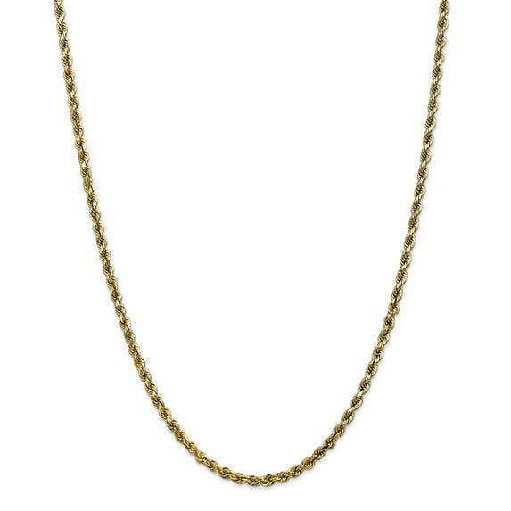 Solid 10k Yellow Gold 3.5mm Diamond-cut Rope Chain Necklace - with Secure Lobster Lock Clasp 20"