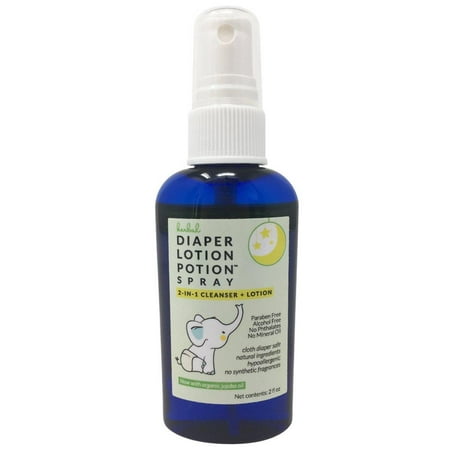 Diaper Lotion Potion - All Natural Diaper Rash Guard for Your Baby's Bottom - Healing and Soothing Antibacterial 2-in-1 Herbal Cleanser and Lotion - Moisturizes and Protects (Spray 2 oz) Spray 2 (Best Baby Bottom Cream)